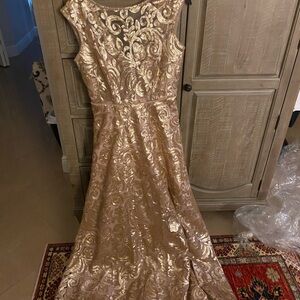 Calvin Klein Gold Lace Maxi Dress